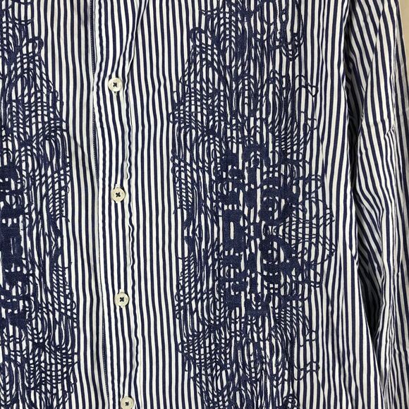 A|X Armani Exchange Button Down Shirt Size XL Blue Embroidered Womens - Picture 2 of 10